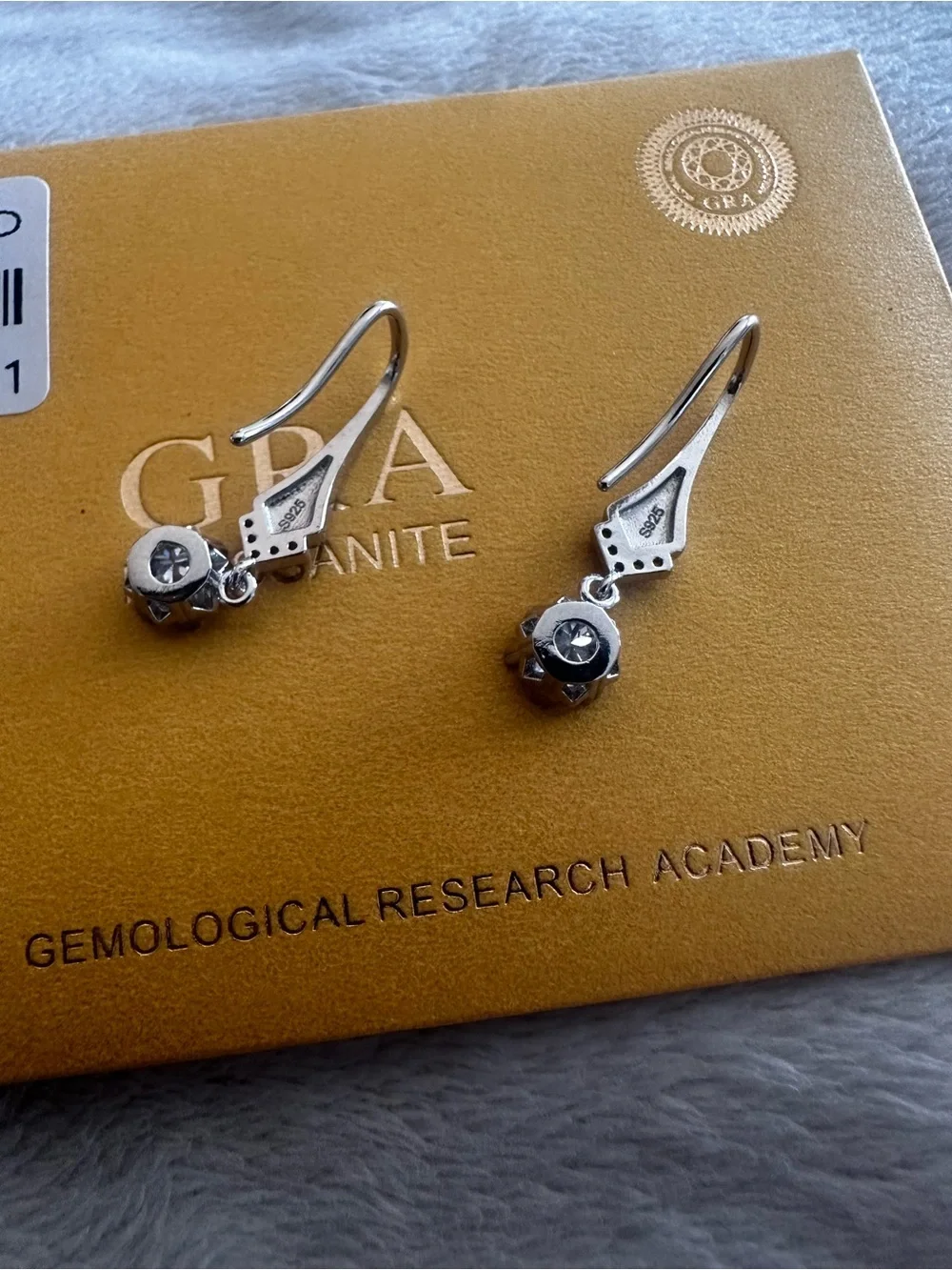 Sterling Silver Drop Earrings with Clear Moissanite